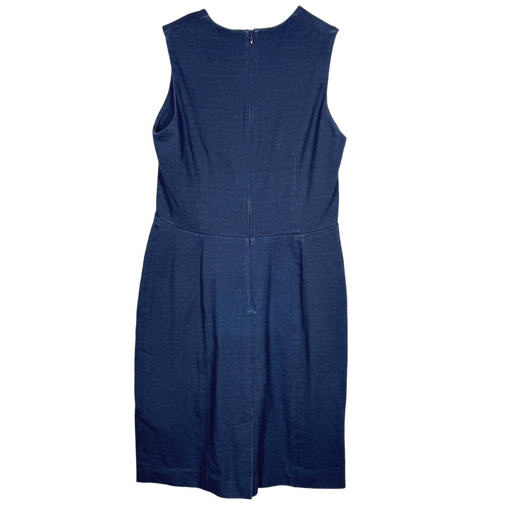 M.M. LaFleur Blue Sleeveless Empire Waist‎ Sheath Dress 6 Cotton Stretch Career - Picture 6 of 12